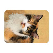 Calico Cat-schildering - Kute Original Cat Art Magneet (Horizontaal)