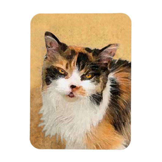 Calico Cat-schildering - Kute Original Cat Art Magneet (Verticaal)