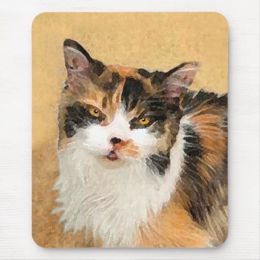 Calico Cat-schildering - Kute Original Cat Art Muismat (Voorkant)