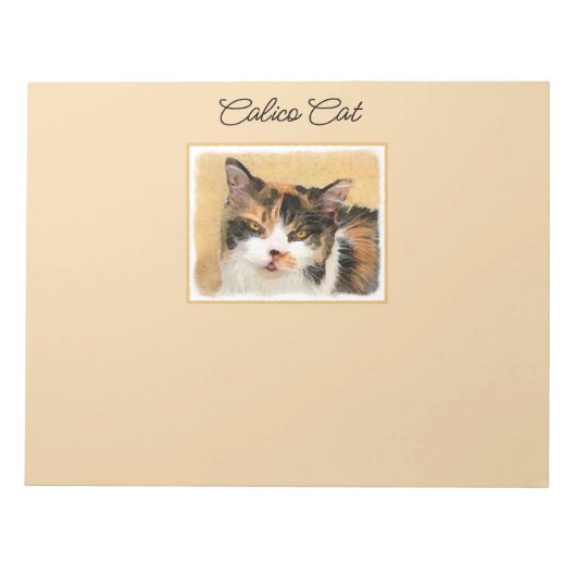 Calico Cat-schildering - Kute Original Cat Art Notitieblok (Voorkant)