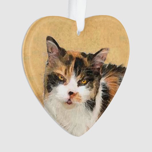 Calico Cat-schildering - Kute Original Cat Art Ornament (voorkant)