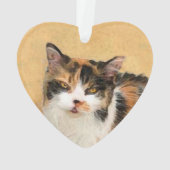 Calico Cat-schildering - Kute Original Cat Art Ornament (achterkant)