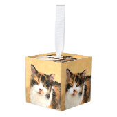 Calico Cat-schildering - Kute Original Cat Art Ornament (Voorkant hoekig)
