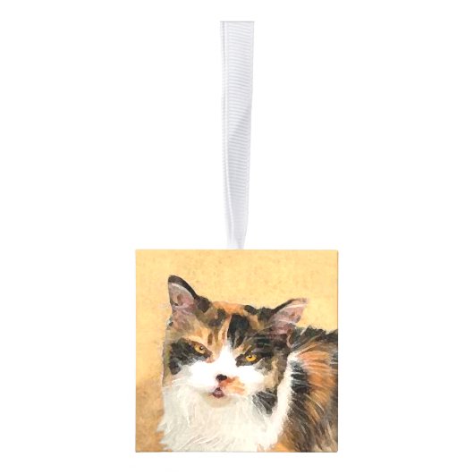 Calico Cat-schildering - Kute Original Cat Art Ornament (Rechts)