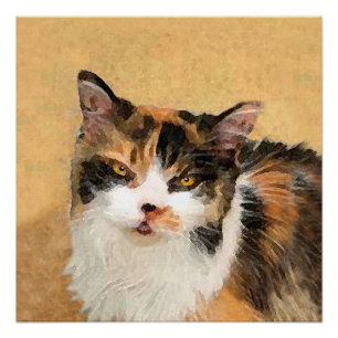 Calico Cat-schildering - Kute Original Cat Art Perfect Poster