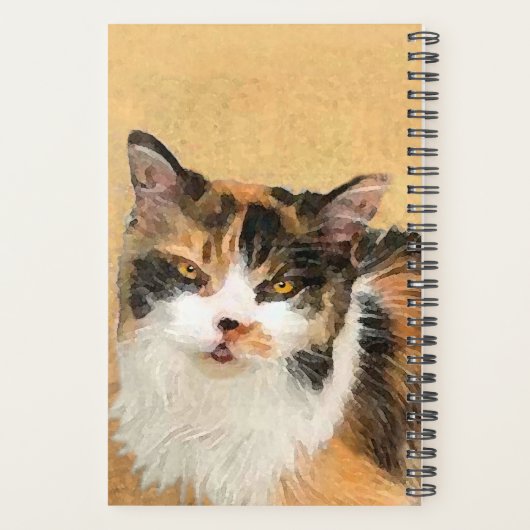 Calico Cat-schildering - Kute Original Cat Art Planner (Achterkant)