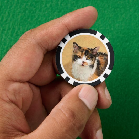 Calico Cat-schildering - Kute Original Cat Art Poker Chips (Hand)