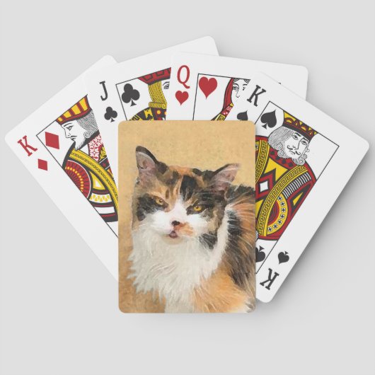 Calico Cat-schildering - Kute Original Cat Art Pokerkaarten (Achterkant)