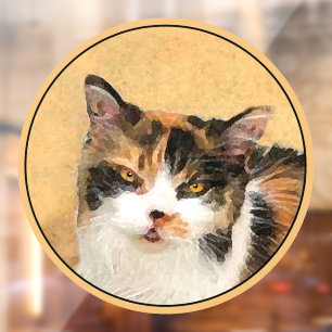 Calico Cat-schildering - Kute Original Cat Art Raamsticker