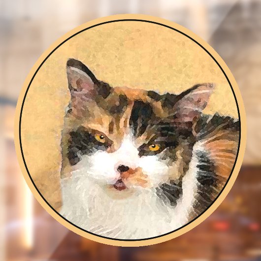Calico Cat-schildering - Kute Original Cat Art Raamsticker (Vel 2)