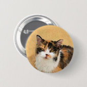 Calico Cat-schildering - Kute Original Cat Art Ronde Button 5,7 Cm (Voorkant /achterkant)