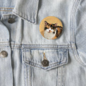 Calico Cat-schildering - Kute Original Cat Art Ronde Button 5,7 Cm (In situ)