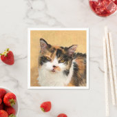 Calico Cat-schildering - Kute Original Cat Art Servet (Insitu)