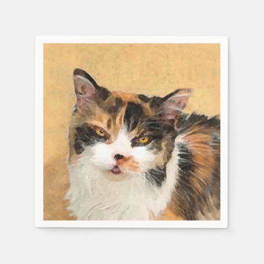 Calico Cat-schildering - Kute Original Cat Art Servet (Voorkant)