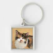 Calico Cat-schildering - Kute Original Cat Art Sleutelhanger (Voorkant)