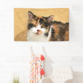 Calico Cat-schildering - Kute Original Cat Art Spandoek (Insitu)