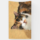 Calico Cat-schildering - Kute Original Cat Art Spandoek (Verticaal)