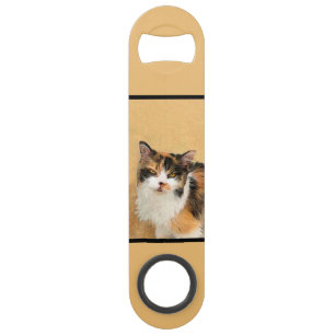 Calico Cat-schildering - Kute Original Cat Art Speed Flessenopener