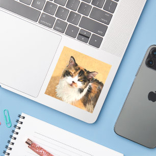 Calico Cat-schildering - Kute Original Cat Art Sticker