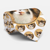 Calico Cat-schildering - Kute Original Cat Art Stropdas (Opgerold)