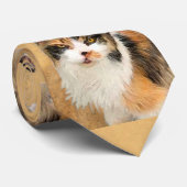Calico Cat-schildering - Kute Original Cat Art Stropdas (Opgerold)