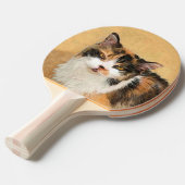 Calico Cat-schildering - Kute Original Cat Art Tafeltennisbatje (Voorkant Gekanteld)