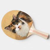 Calico Cat-schildering - Kute Original Cat Art Tafeltennisbatje (Zijkant)