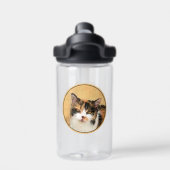 Calico Cat-schildering - Kute Original Cat Art Waterfles (Achterkant)