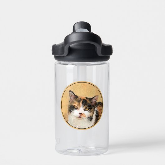 Calico Cat-schildering - Kute Original Cat Art Waterfles (Achterkant)
