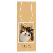 Calico Cat-schildering - Kute Original Cat Art Wijn Cadeautas (Achterkant)