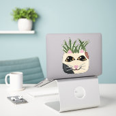 Calico Cat Snake Plant Planter Sticker (Laptop op bureau)