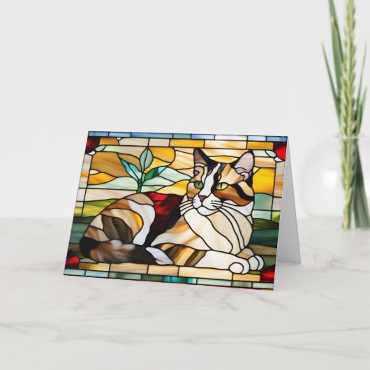 Calico Cat Stained Glass Kaart (Voorkant)