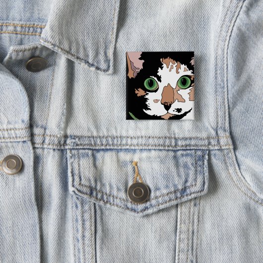 Calico Cat Vierkante Button 5,1 Cm (In situ)