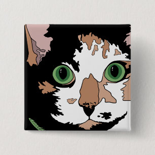 Calico Cat Vierkante Button 5,1 Cm