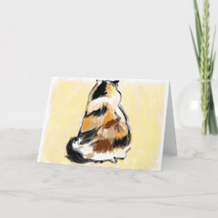 Calico cat viewed from the back kaart