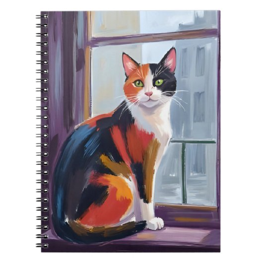 Calico Cat | Watercolor Windowsill Pet Notitieboek (Voorkant)