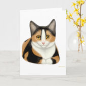 Calico Cat Wenskaart Kaart (Gele Bloem)