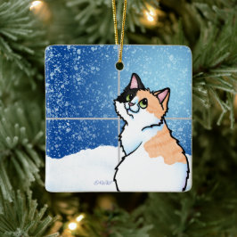 Calico Cat Window Keramisch Ornament