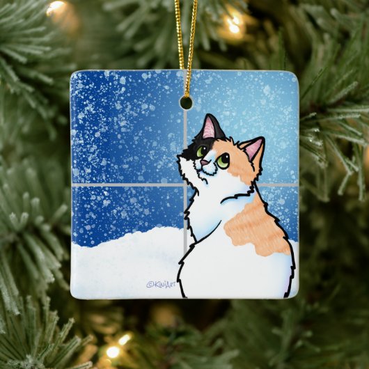 Calico Cat Window Keramisch Ornament (Boom)