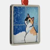 Calico Cat Window Metal Ornament (Rechts)