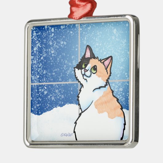 Calico Cat Window Metal Ornament (Links)