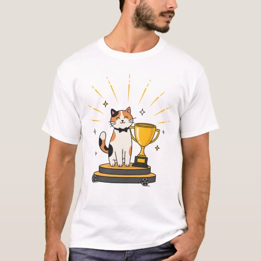 Calico Cat Wins Trophy T-shirt (Voorkant)