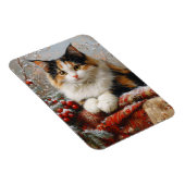 Calico Cat Winter Scene Schilderen Flexibel Magneet (Rechterzijde)