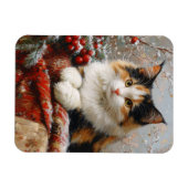 Calico Cat Winter Scene Schilderen Flexibel Magneet (Horizontaal)