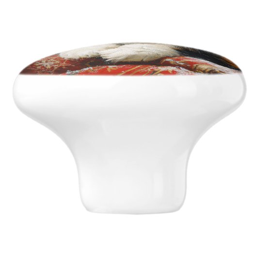 Calico Cat Winter Scene Schilderij Keramische Knop (Zijkant)