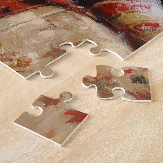 Calico Cat Winter Scene Schilderij Legpuzzel (Zijkant)