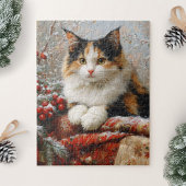 Calico Cat Winter Scene Schilderij Legpuzzel