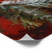 Calico Cat Winter Scene Schilderij Poster (Hoek)