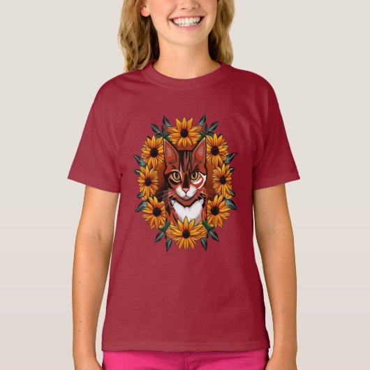 Calico Cat With Black-eyed Susan Maryland State  T-shirt (Voorkant)