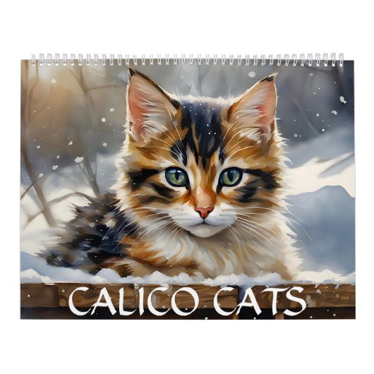 Calico Cats Waterverf Art 12-Month 2026 Wall Kalender (Hoes)